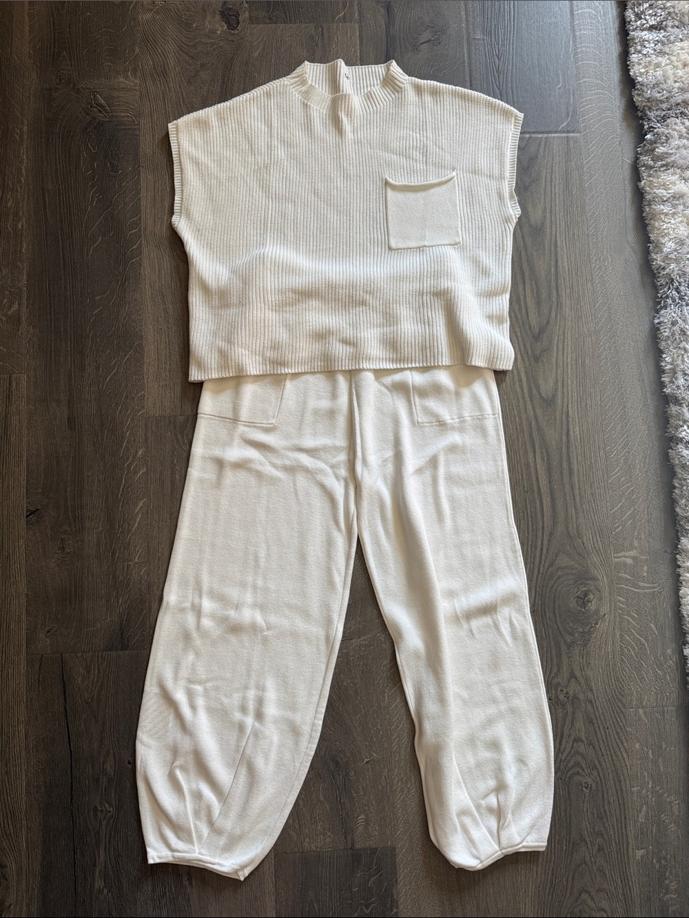 Free People Inspired Easy Street Lounge Set White Sweater Jogger Set Size Large